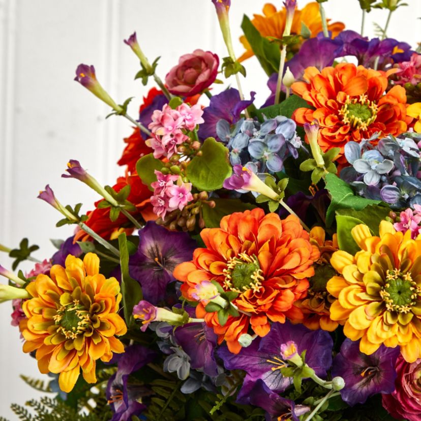Giant Mixed Floral Artificial Arrangement in Blue Vase