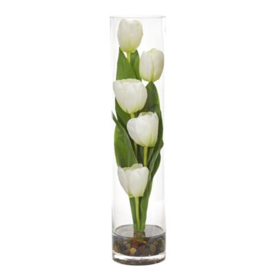 Tulips Artificial Arrangement in Cylinder Vase