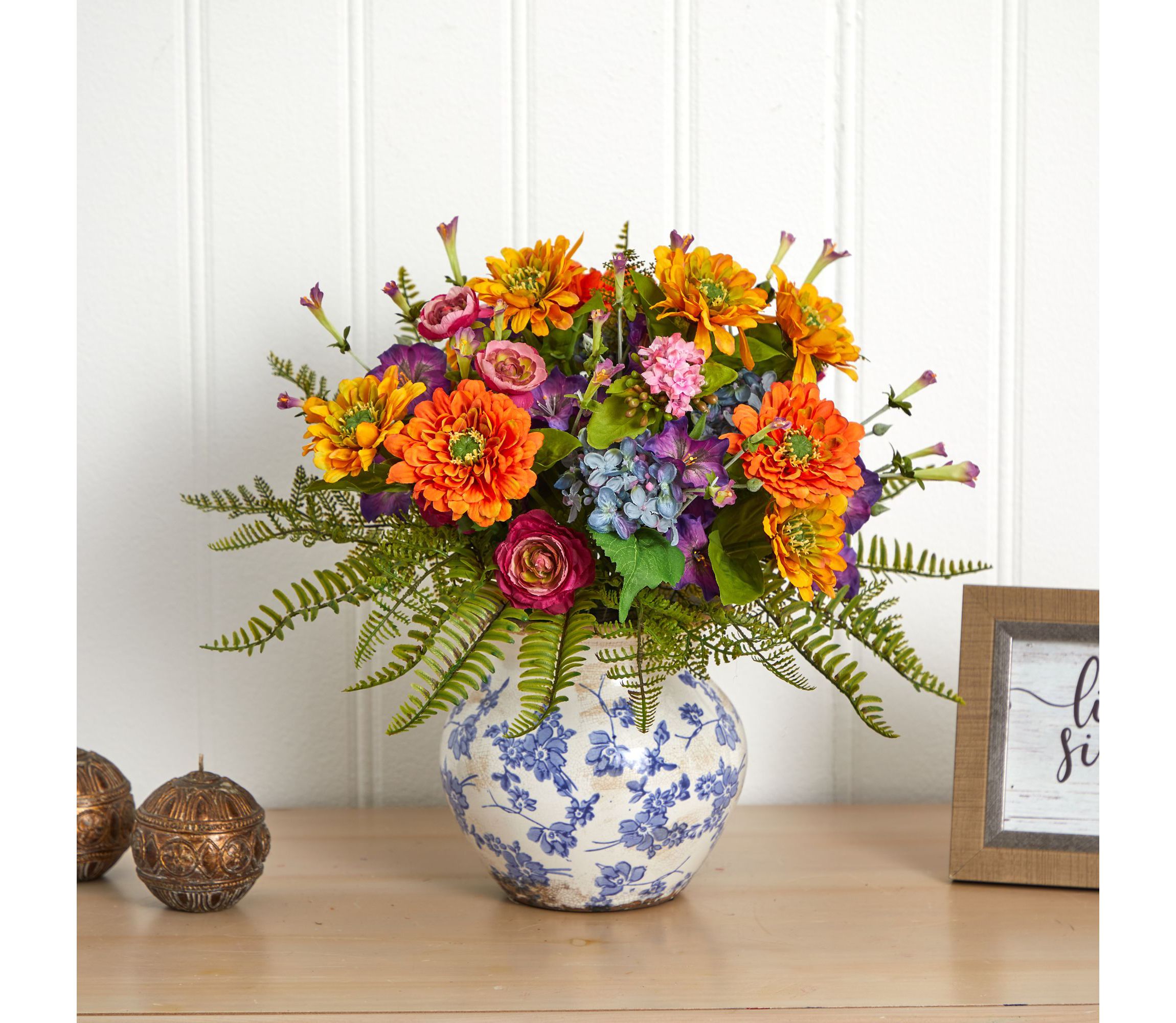 15-Inch Mixed Floral Artificial Arrangement in Floral Vase