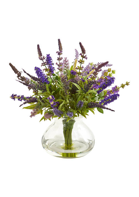 Nearly Natural Lavender Bouquet Arrangement in Vase