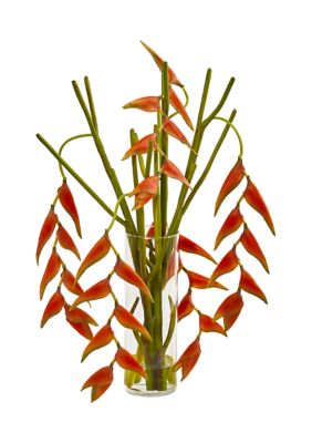 Hanging Heliconia Arrangement in Cylinder Vase