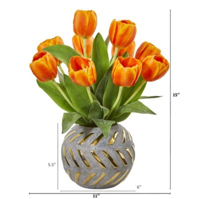 Tulip Artificial Arrangement in Decorative Vase