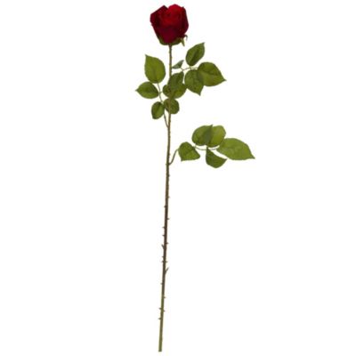 Nearly Natural 33-Inch Elegant Red Rose Bud Artificial Flower (Set of 6)