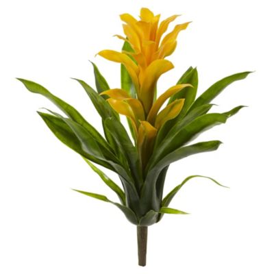 Nearly Natural 15-Inch Bromeliad Artificial Flower (Set of 4), Yellow