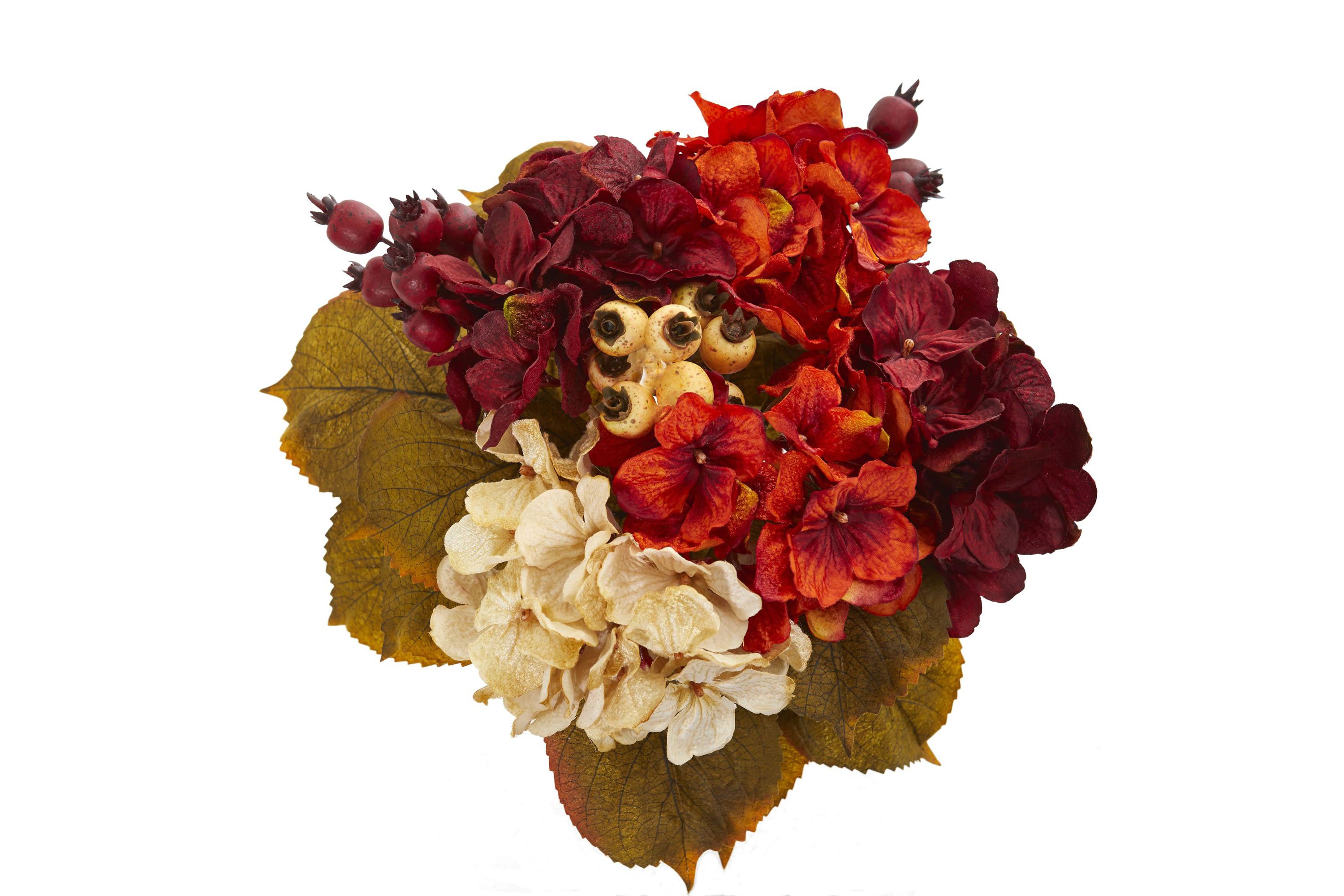 16-Inch Autumn Hydrangea Berry Bouquet Artificial Flower (Set of 2)