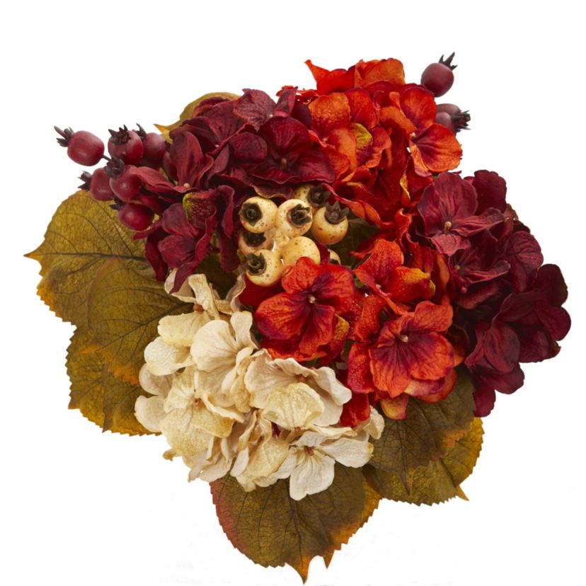 16-Inch Autumn Hydrangea Berry Bouquet Artificial Flower (Set of 2)