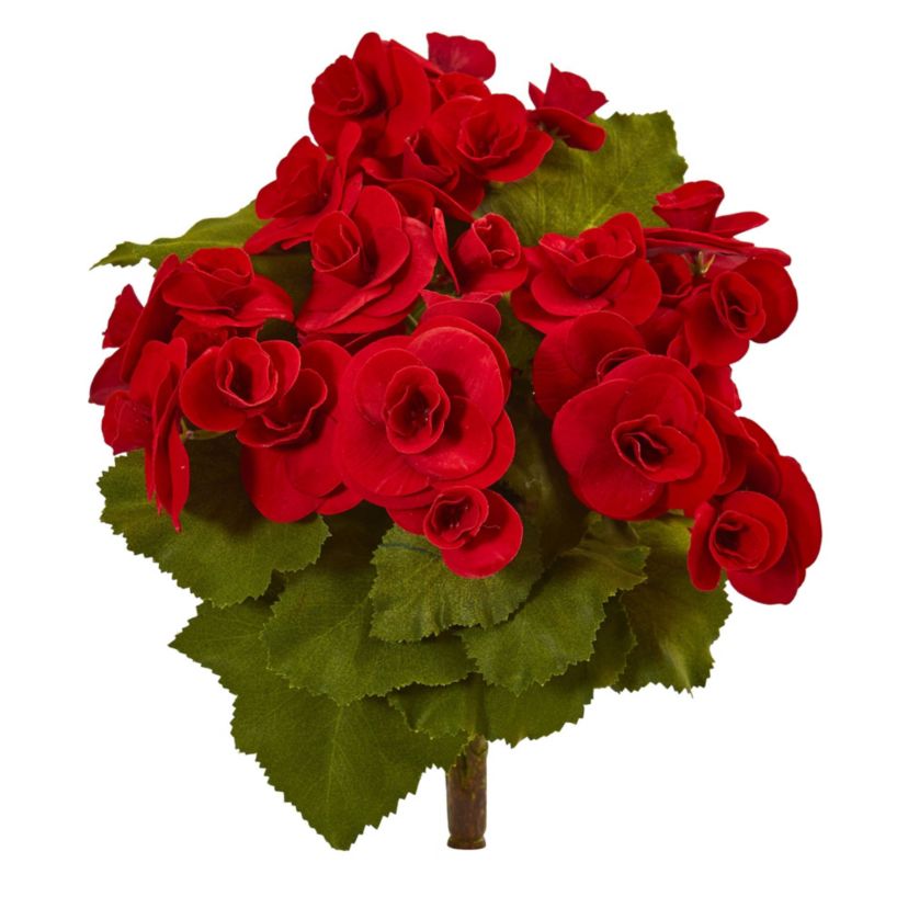 11-Inch Begonia Bush Artificial Flower (Set of 4)