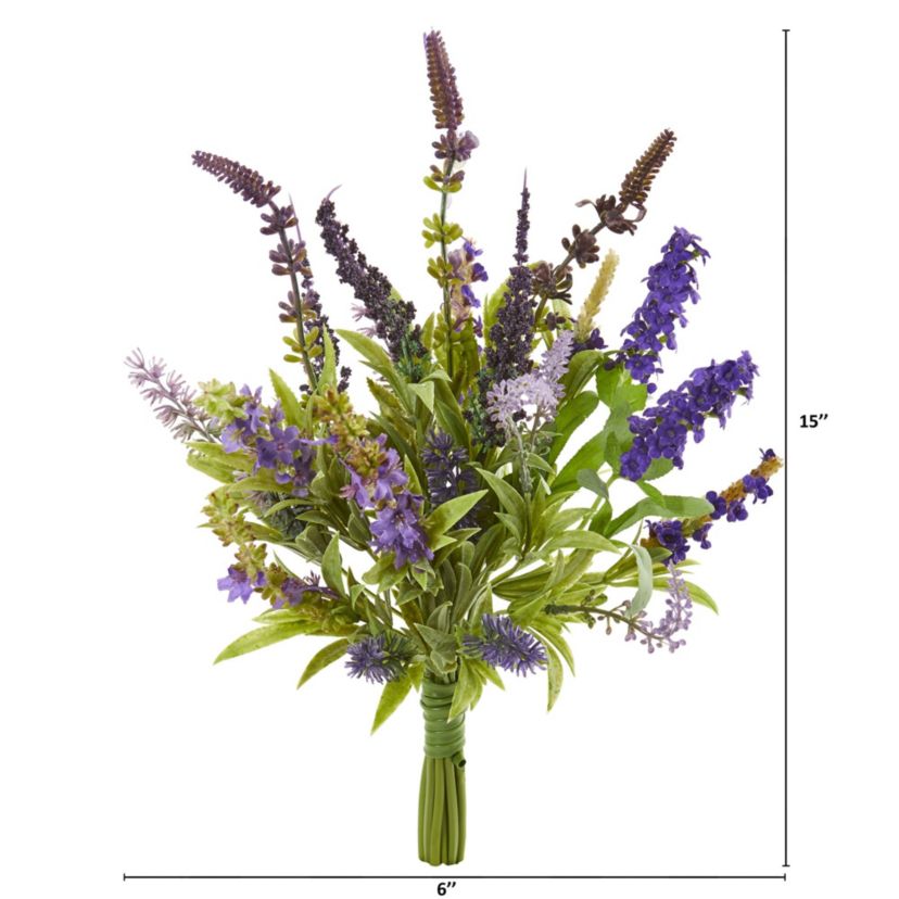 15-Inch Lavender Artificial Flower Bouquet (Set of 3)