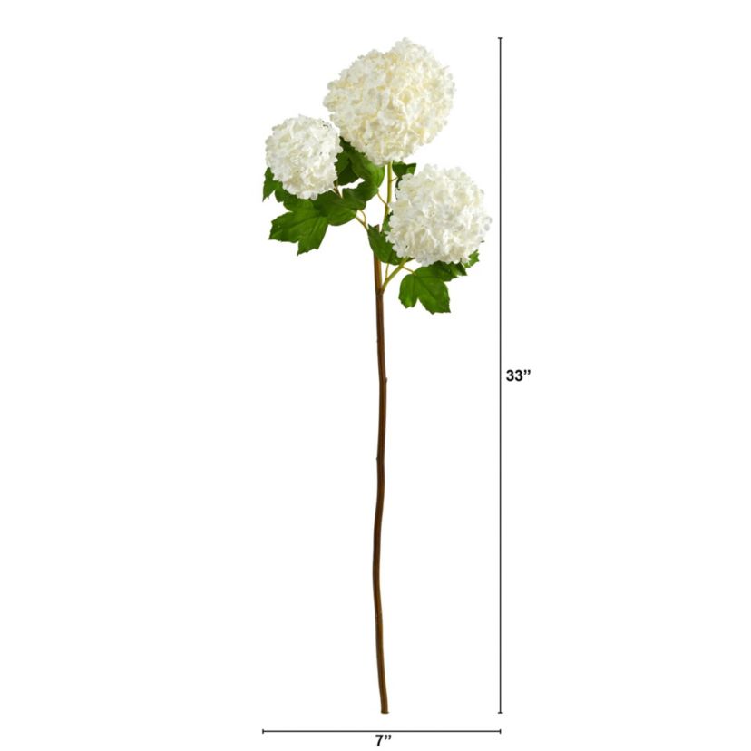 33-Inch Snowball Hydrangea Artificial Flower (Set of 2)