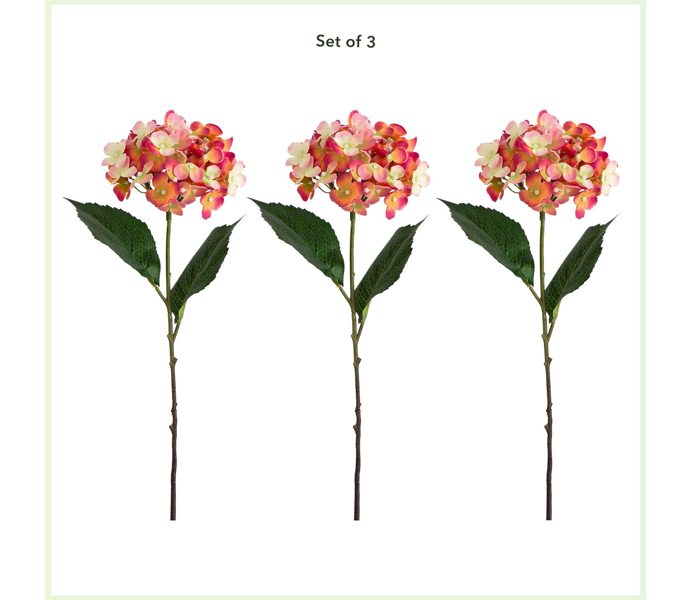20in. Artificial Hydrangea Flower Stems, Set of 3