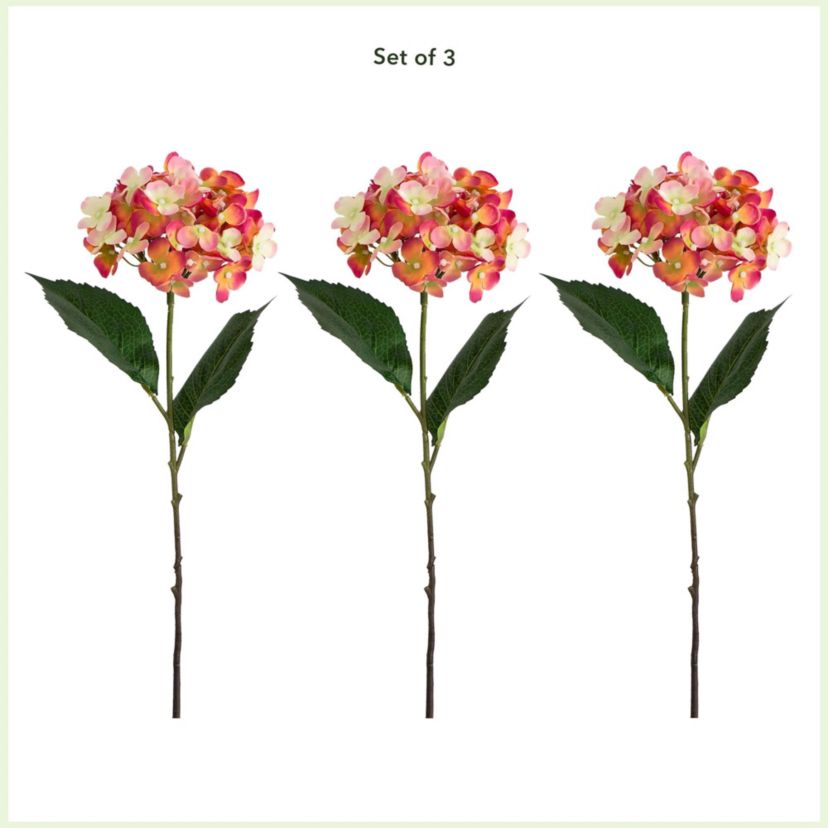 20in. Artificial Hydrangea Flower Stems, Set of 3