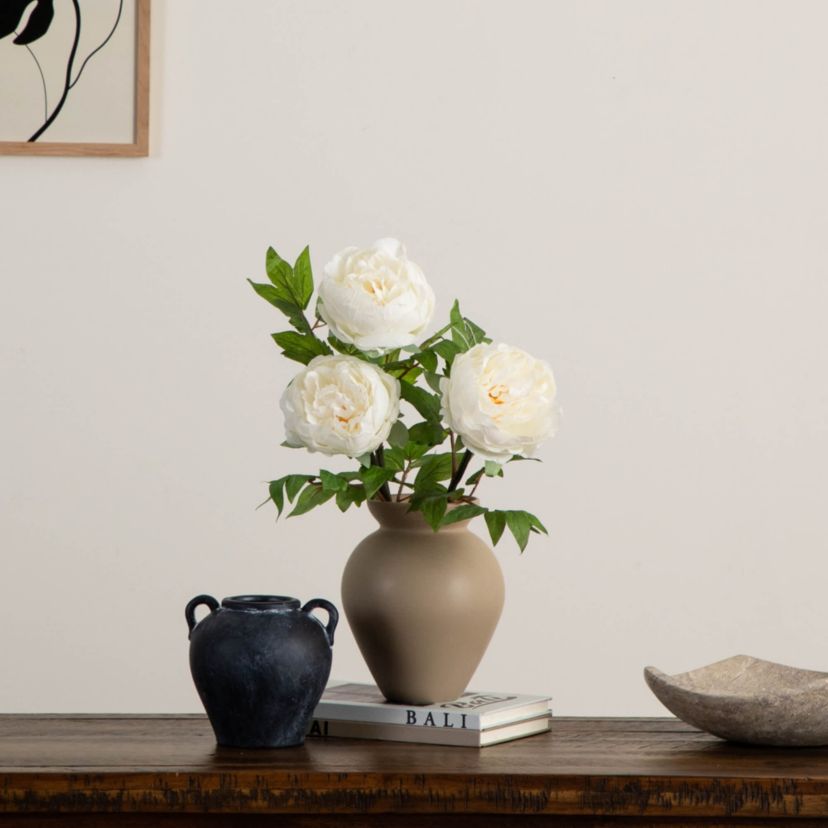 20in. Artificial Peony Flower Stems, Set of 3