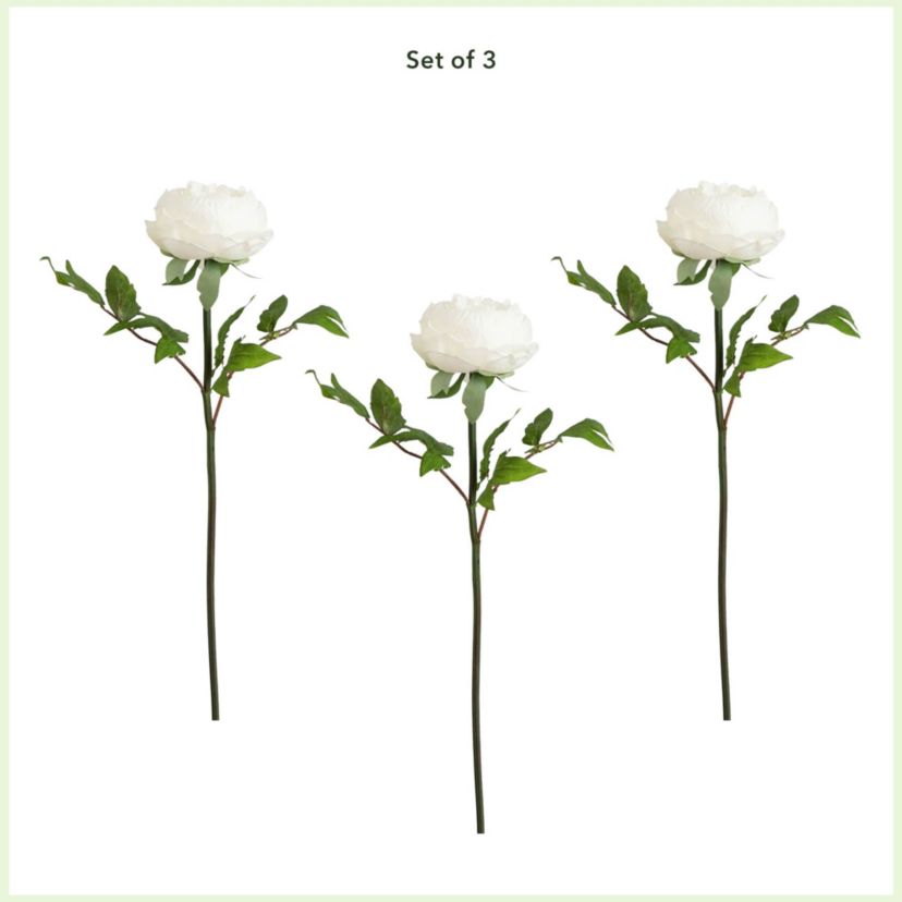 20in. Artificial Peony Flower Stems, Set of 3