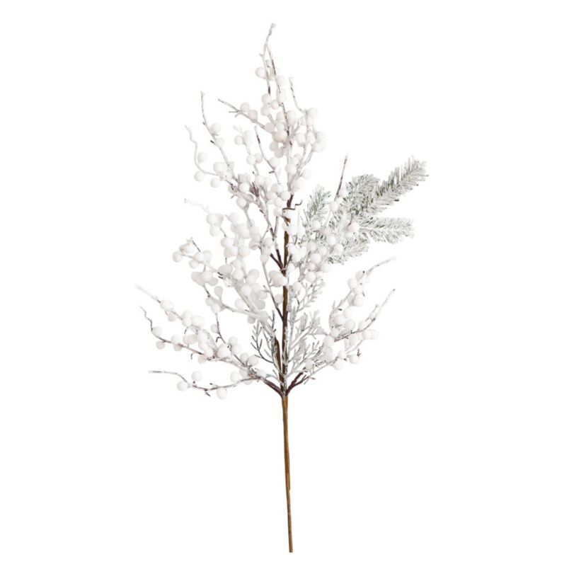 30in. Artificial Flocked Berry Stems, Set of 3