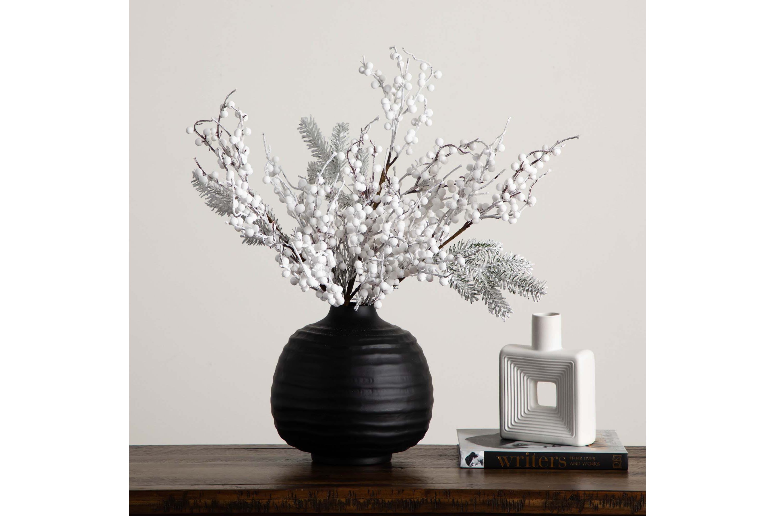 30in. Artificial Flocked Berry Stems, Set of 3