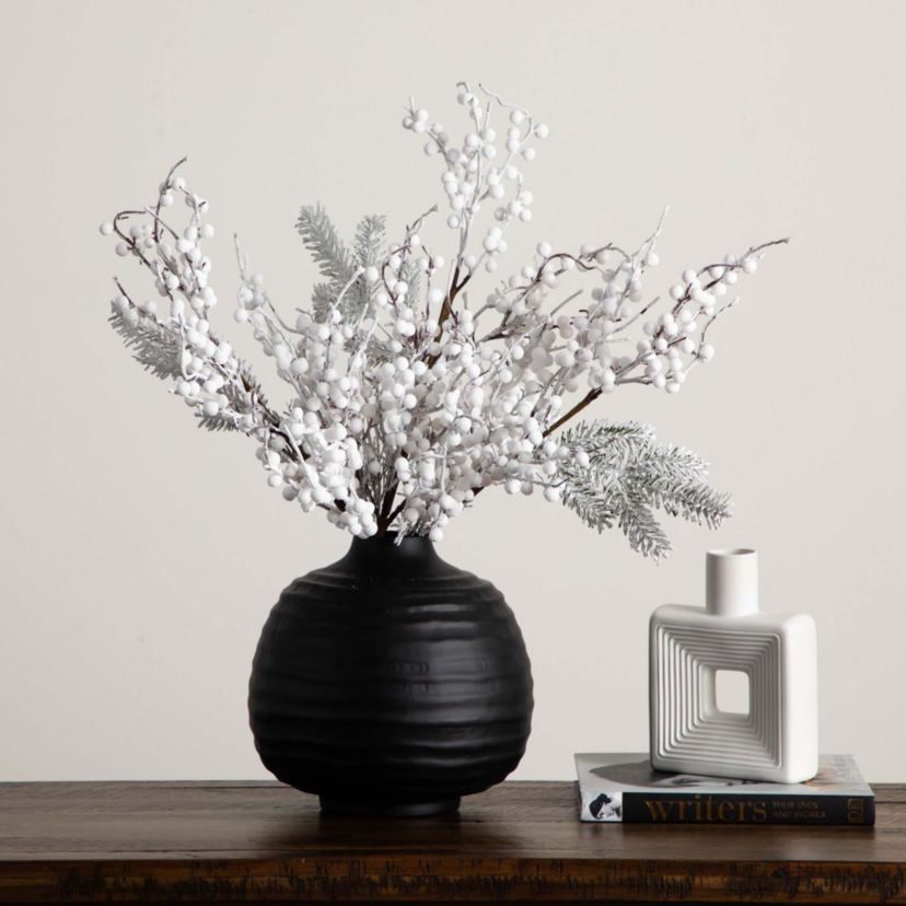 30in. Artificial Flocked Berry Stems, Set of 3