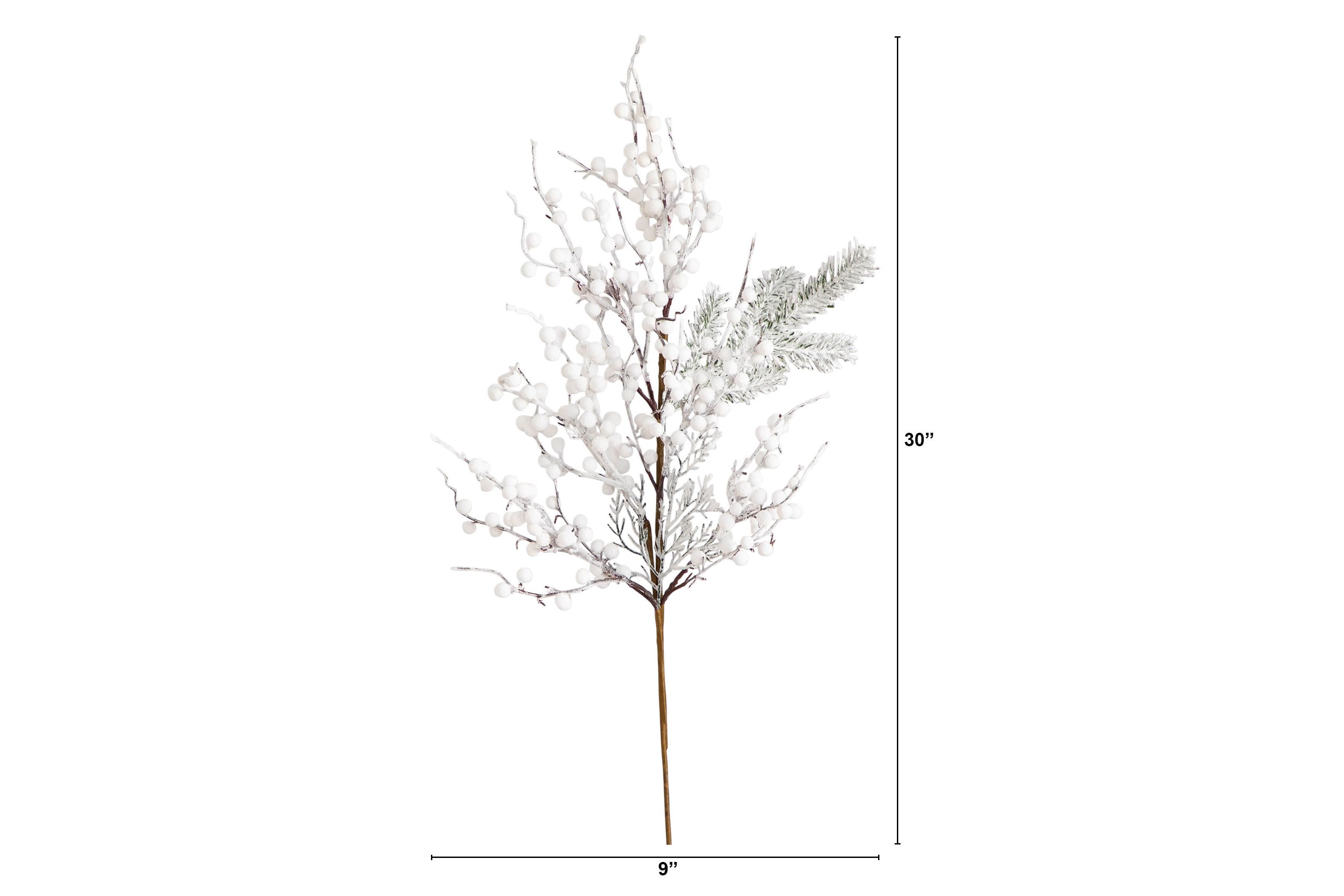 30in. Artificial Flocked Berry Stems, Set of 3