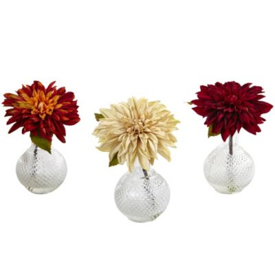 Dahlia with Decorative Vase (Set of 3)