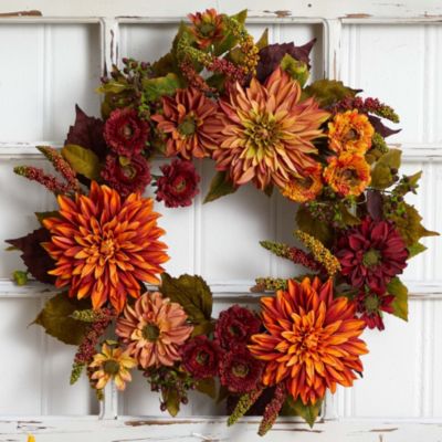 22-Inch Dahlia and Mum Wreath