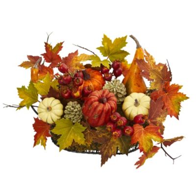 Pumpkin, Gourd, Berry and Maple Leaf Artificial Arrangement