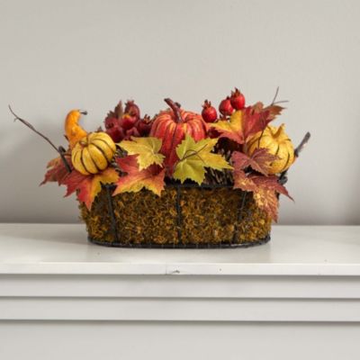 Pumpkin, Gourd, Berry and Maple Leaf Artificial Arrangement