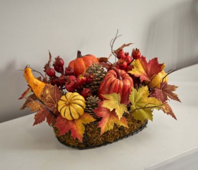 Pumpkin, Gourd, Berry and Maple Leaf Artificial Arrangement