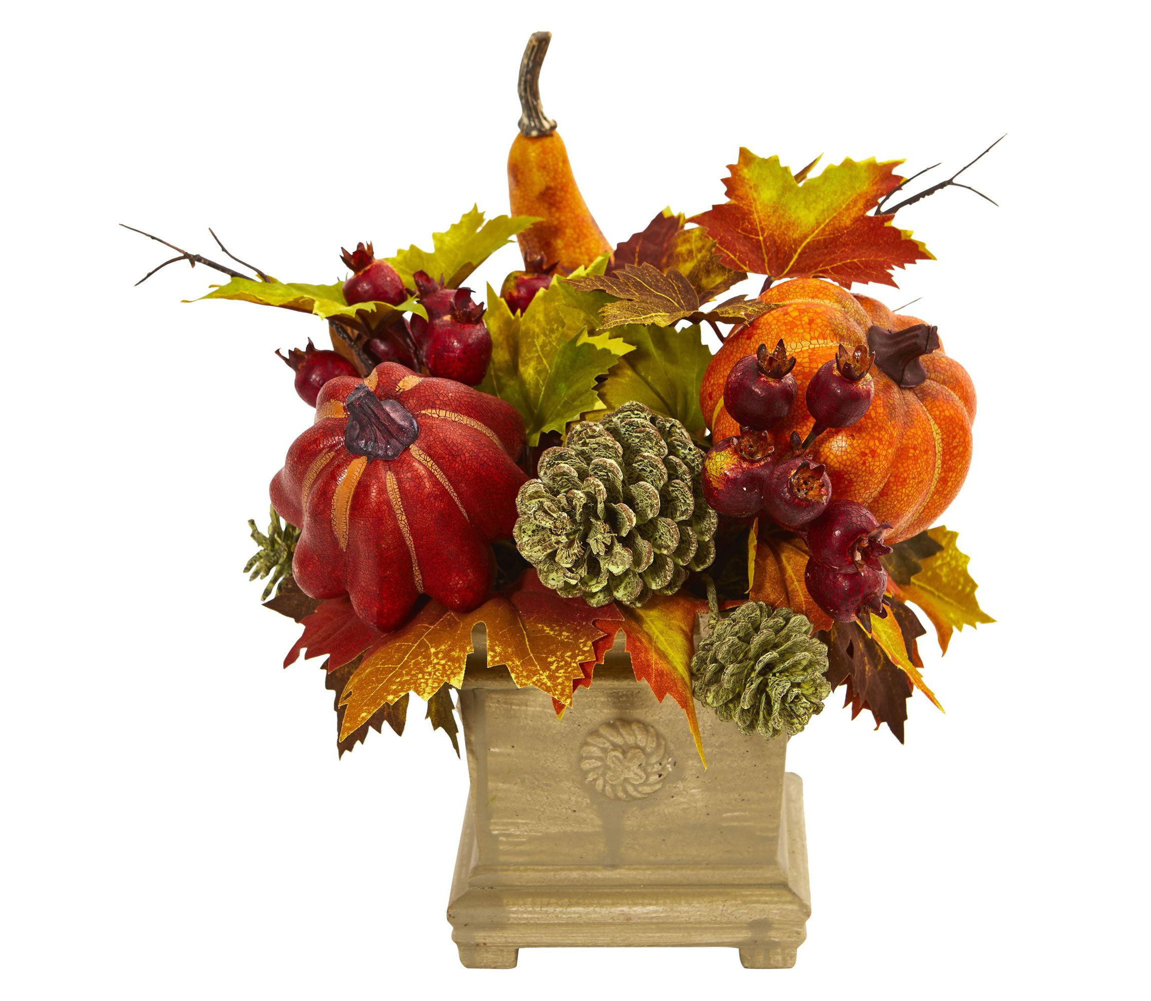 Pumpkin, Gourd, Berry and Maple Leaf Artificial Arrangement