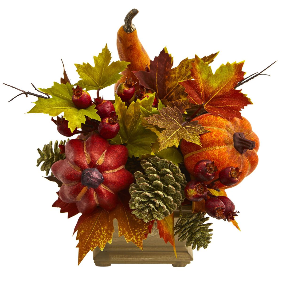 Pumpkin, Gourd, Berry and Maple Leaf Artificial Arrangement
