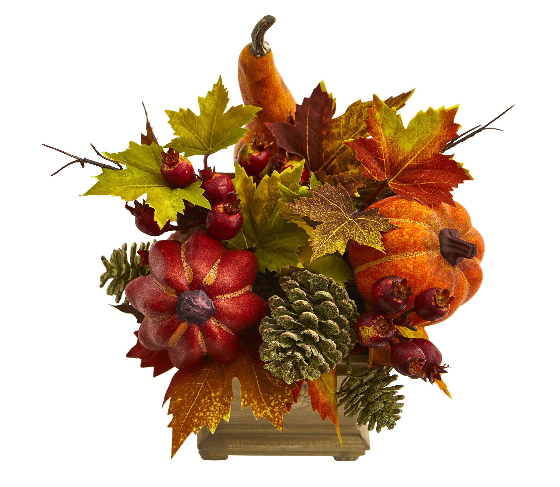 Pumpkin, Gourd, Berry and Maple Leaf Artificial Arrangement
