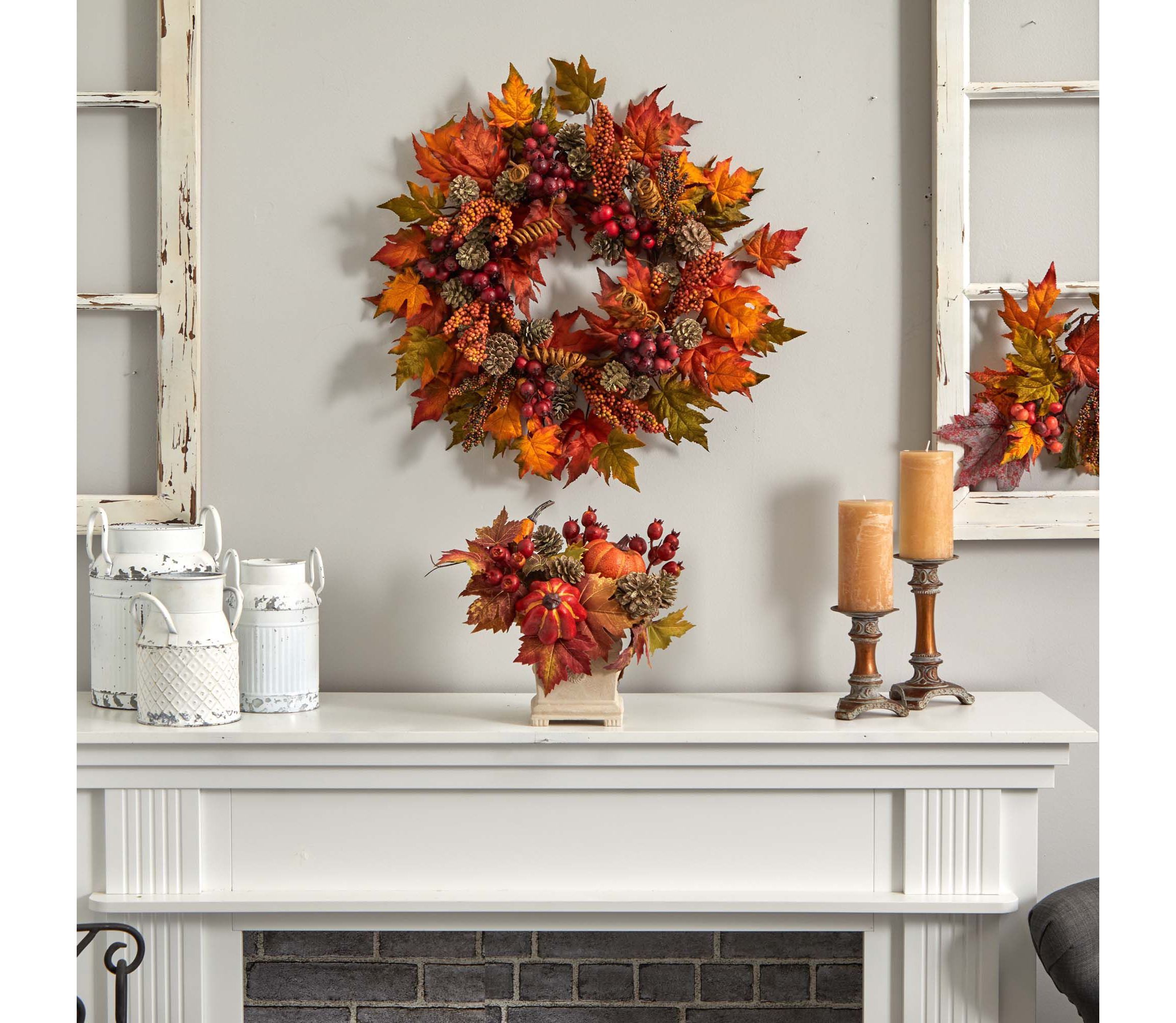 Pumpkin, Gourd, Berry and Maple Leaf Artificial Arrangement