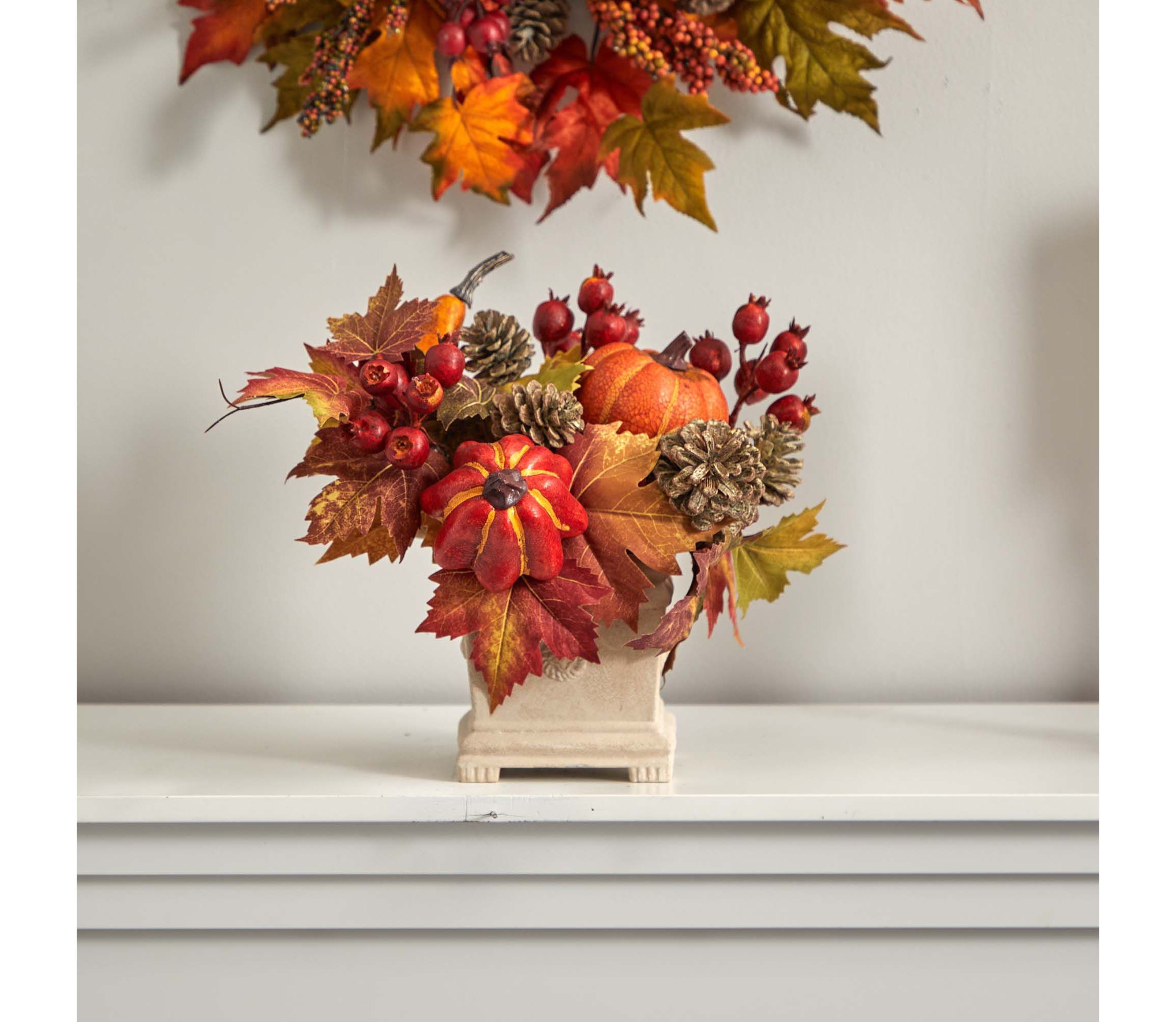Pumpkin, Gourd, Berry and Maple Leaf Artificial Arrangement