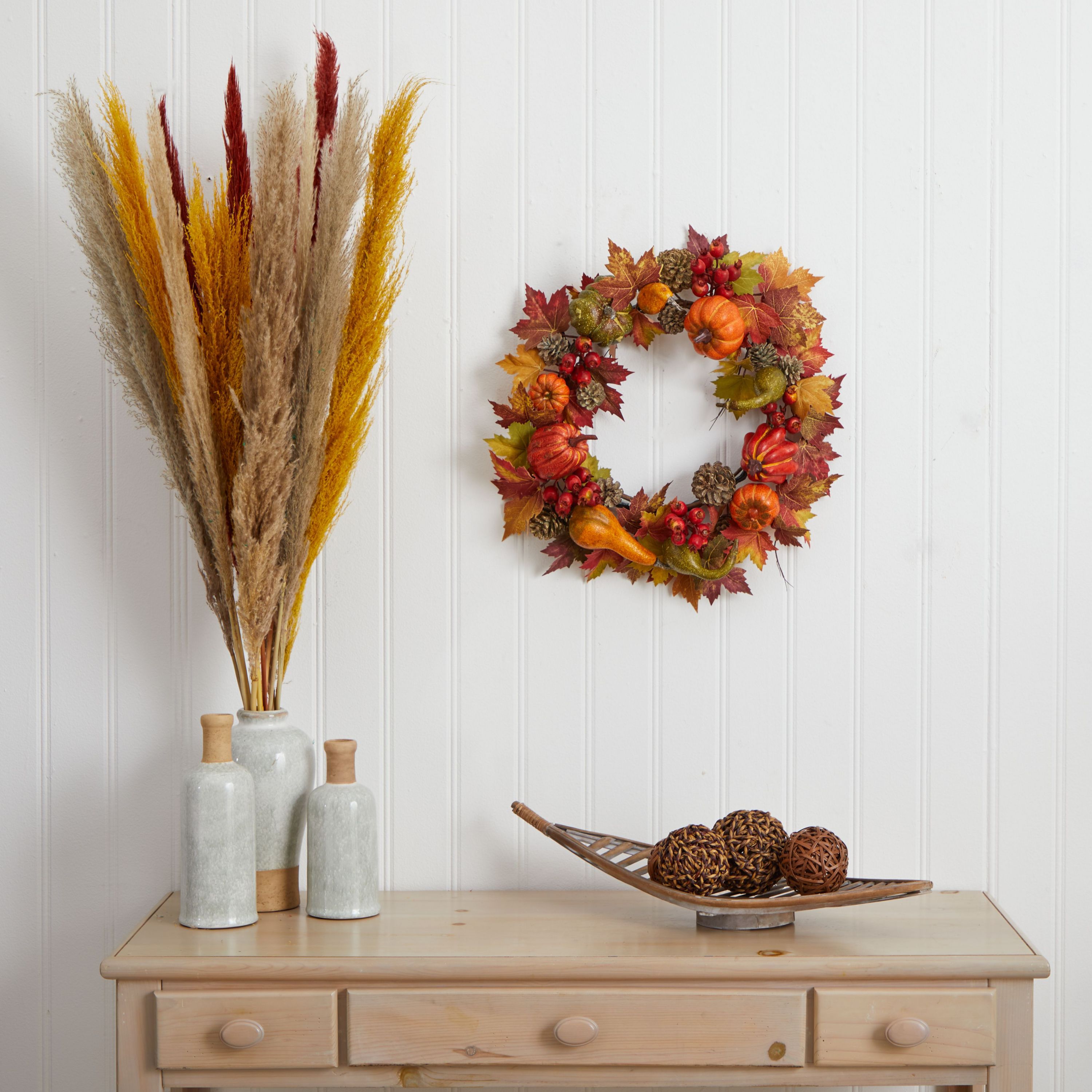 24-Inch Pumpkin, Gourd, Berry and Maple Leaf Wreath