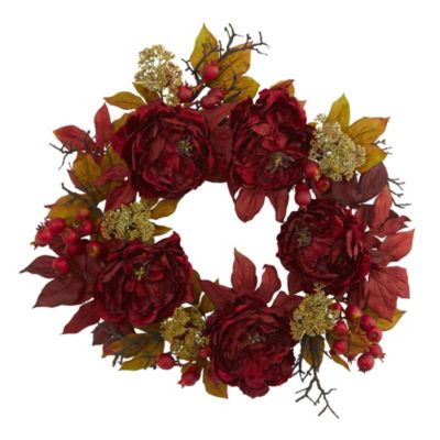 24-Inch Peony Sedum Wreath