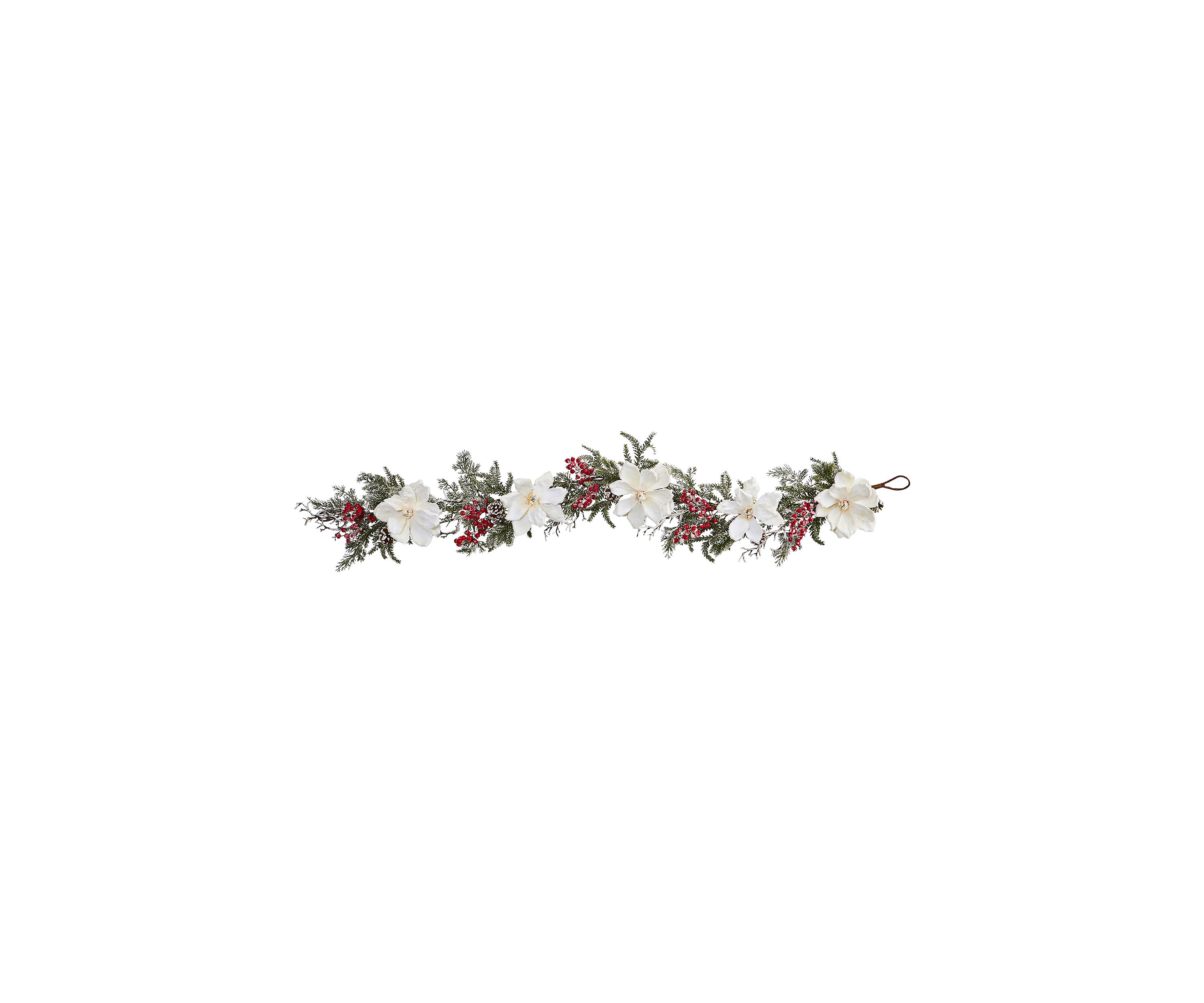 60 inch Frosted Magnolia & Berry Artificial Garland