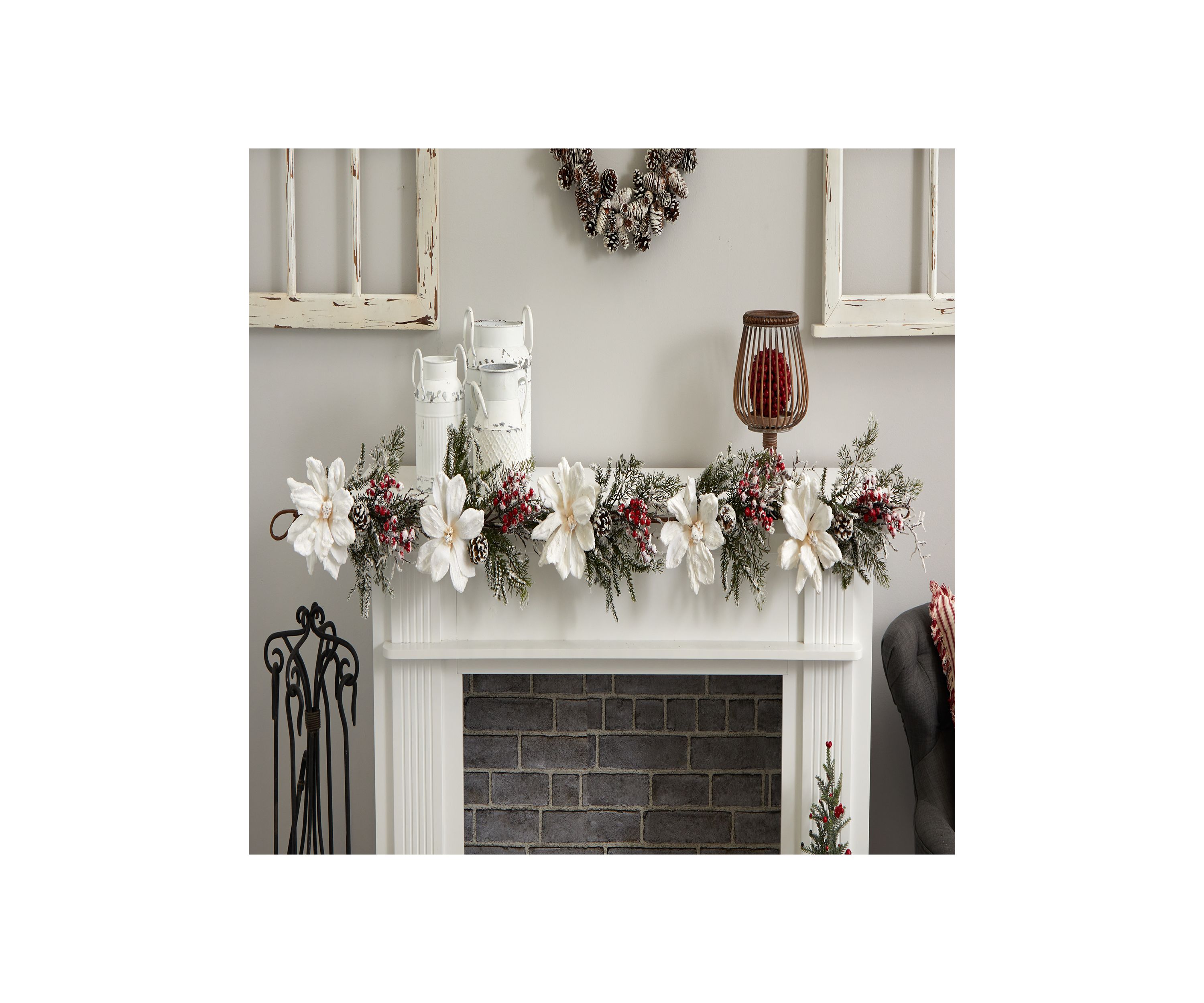 60 inch Frosted Magnolia & Berry Artificial Garland