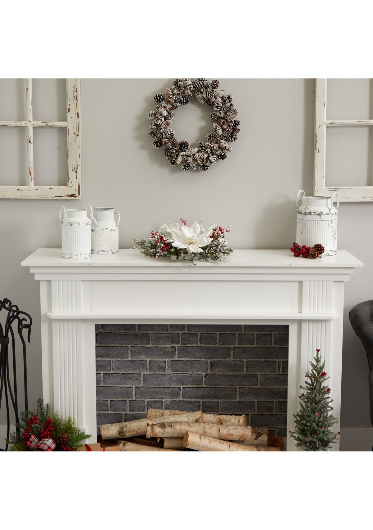 Frosted Magnolia & Berry Artificial Arrangement Candelabrum