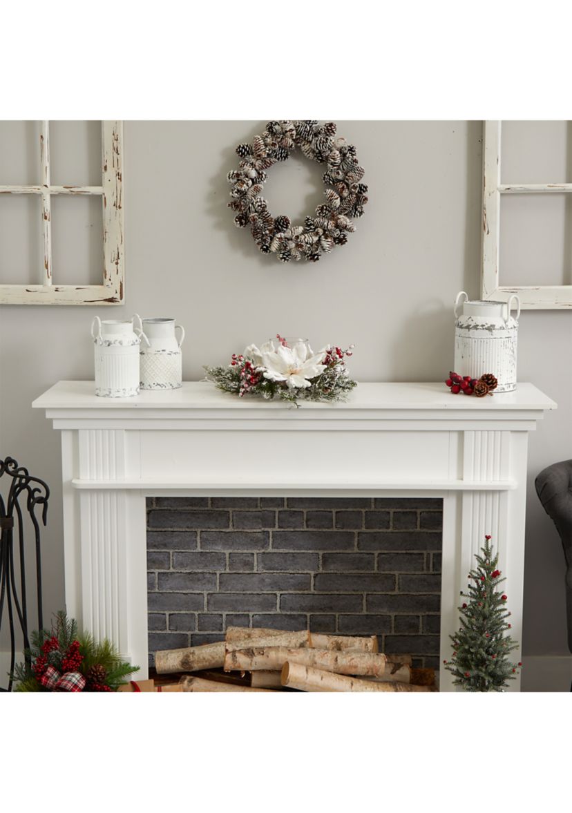 Frosted Magnolia & Berry Artificial Arrangement Candelabrum