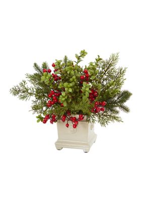 Holiday Berry and Pine Artificial Arrangement