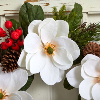 26-Inch Magnolia, Pine and Berries Wreath