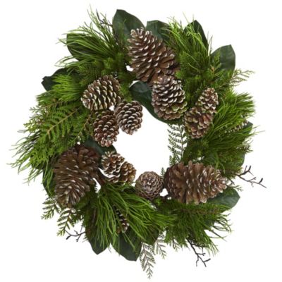 28-Inch Pinecone and Pine Artificial Wreath