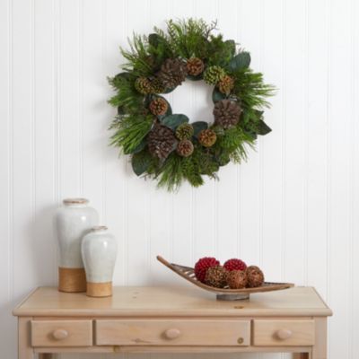 28-Inch Pinecone and Pine Artificial Wreath