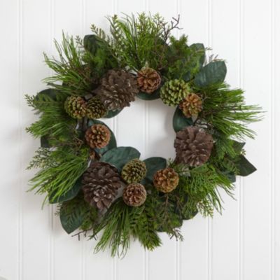 28-Inch Pinecone and Pine Artificial Wreath