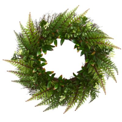 23-Inch Assorted Fern Wreath UV Resistant (Indoor/Outdoor)