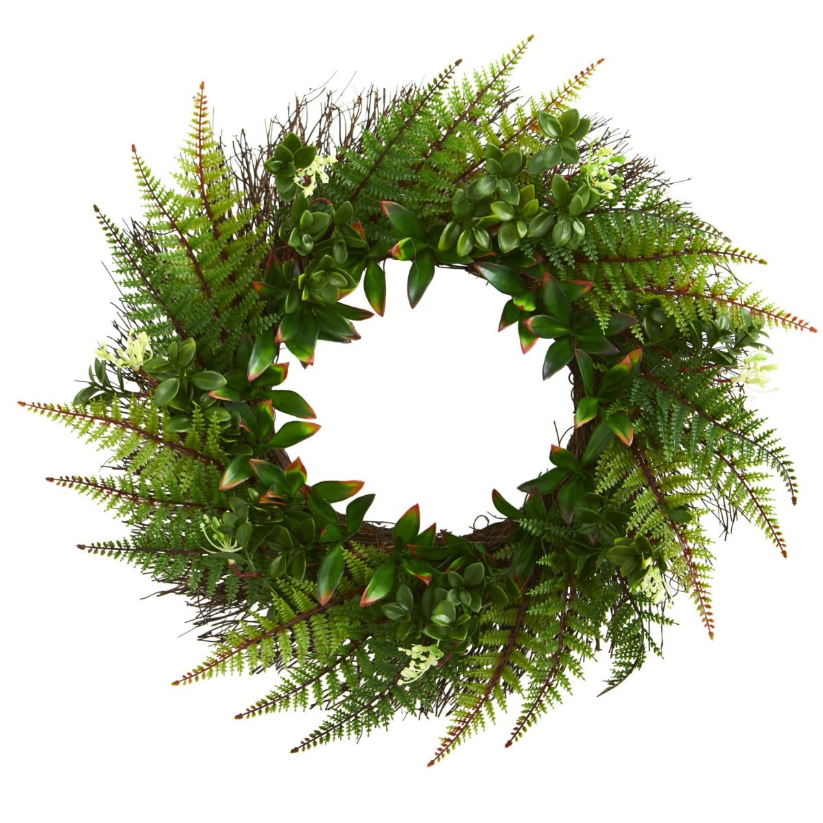 23-Inch Assorted Fern Wreath UV Resistant (Indoor/Outdoor)