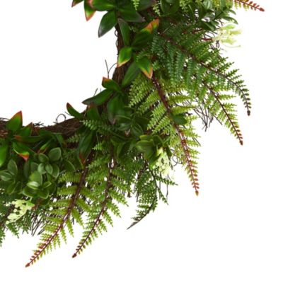 23-Inch Assorted Fern Wreath UV Resistant (Indoor/Outdoor)