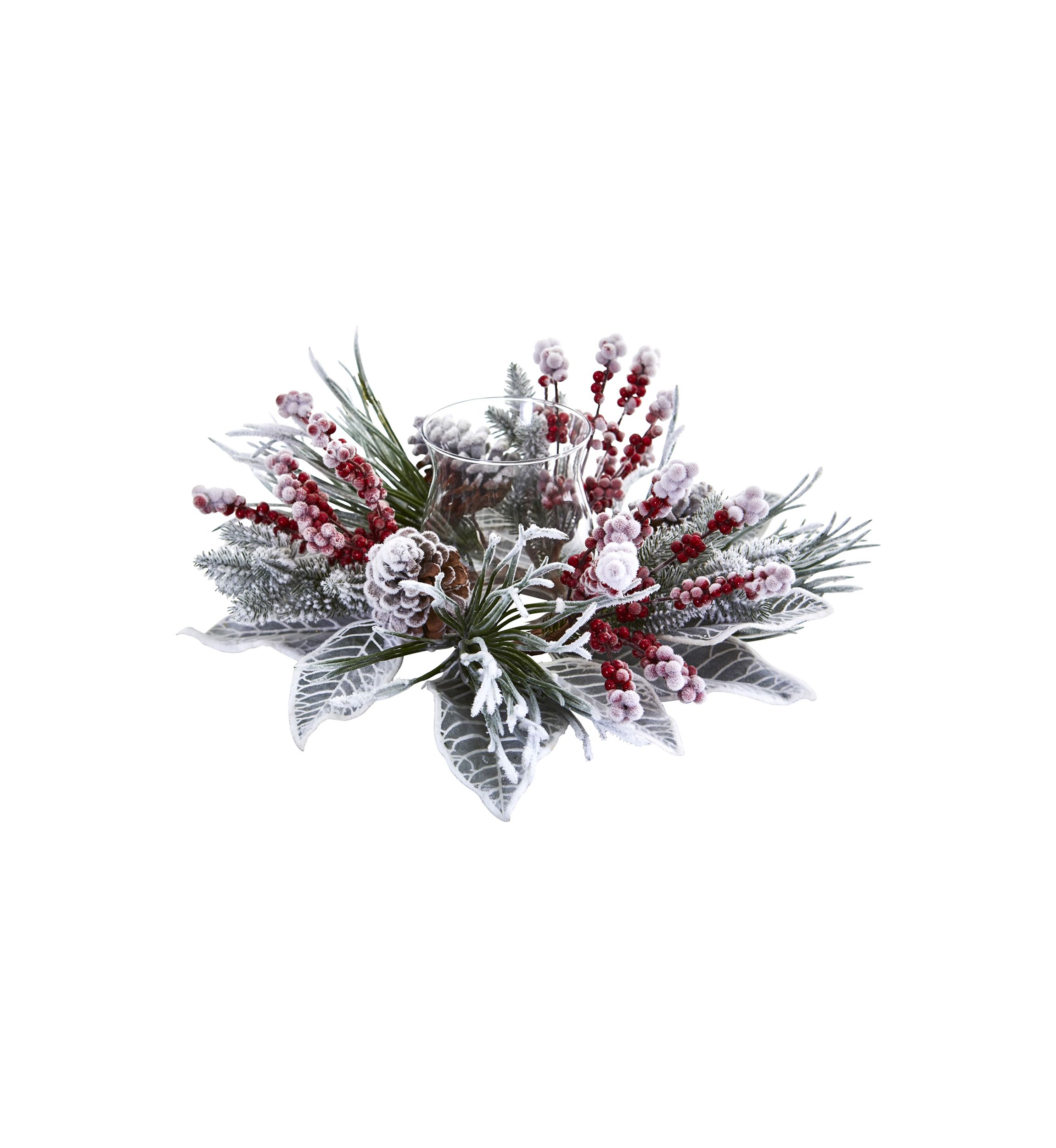Snowy Magnolia Berry Artificial Arrangement Candelabrum