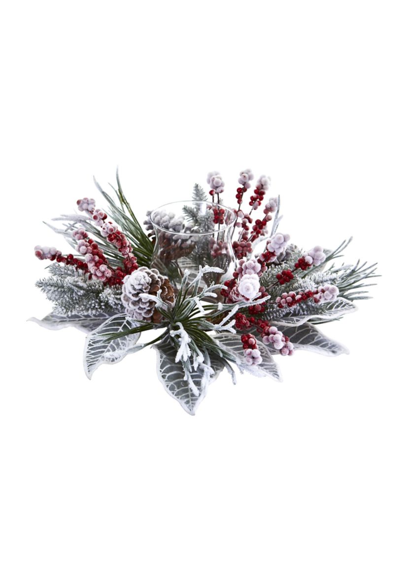 Snowy Magnolia Berry Artificial Arrangement Candelabrum