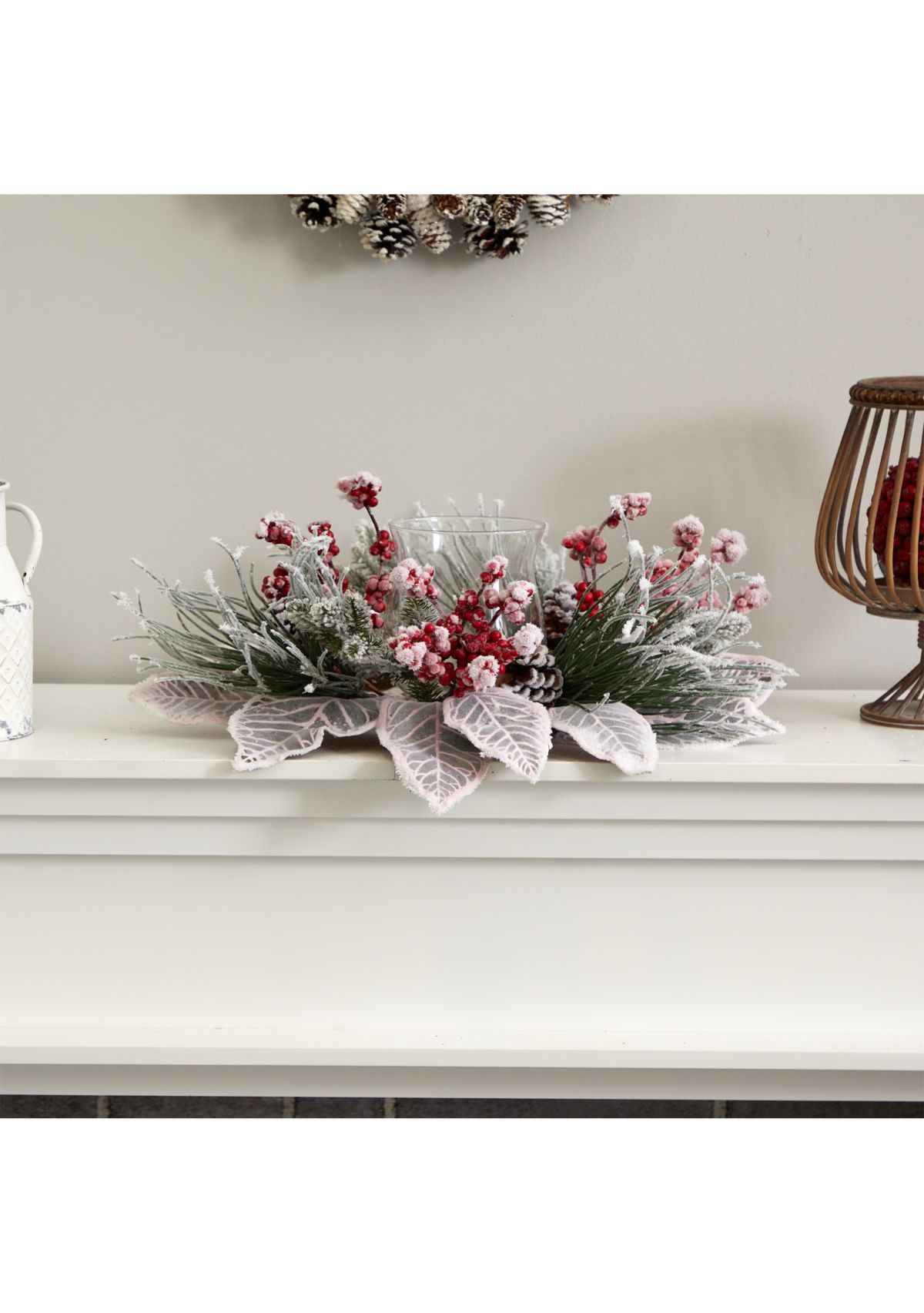 Snowy Magnolia Berry Artificial Arrangement Candelabrum