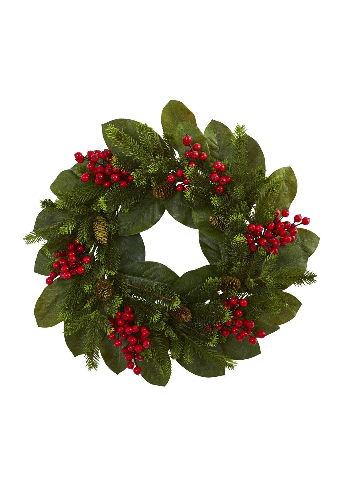 Magnolia Leaf, Berry and Pine Wreath