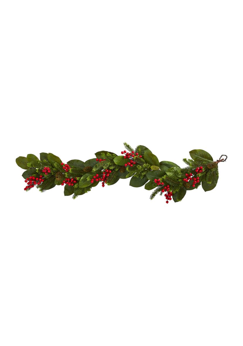 5 Foot Magnolia Berry Pine Artificial Garland